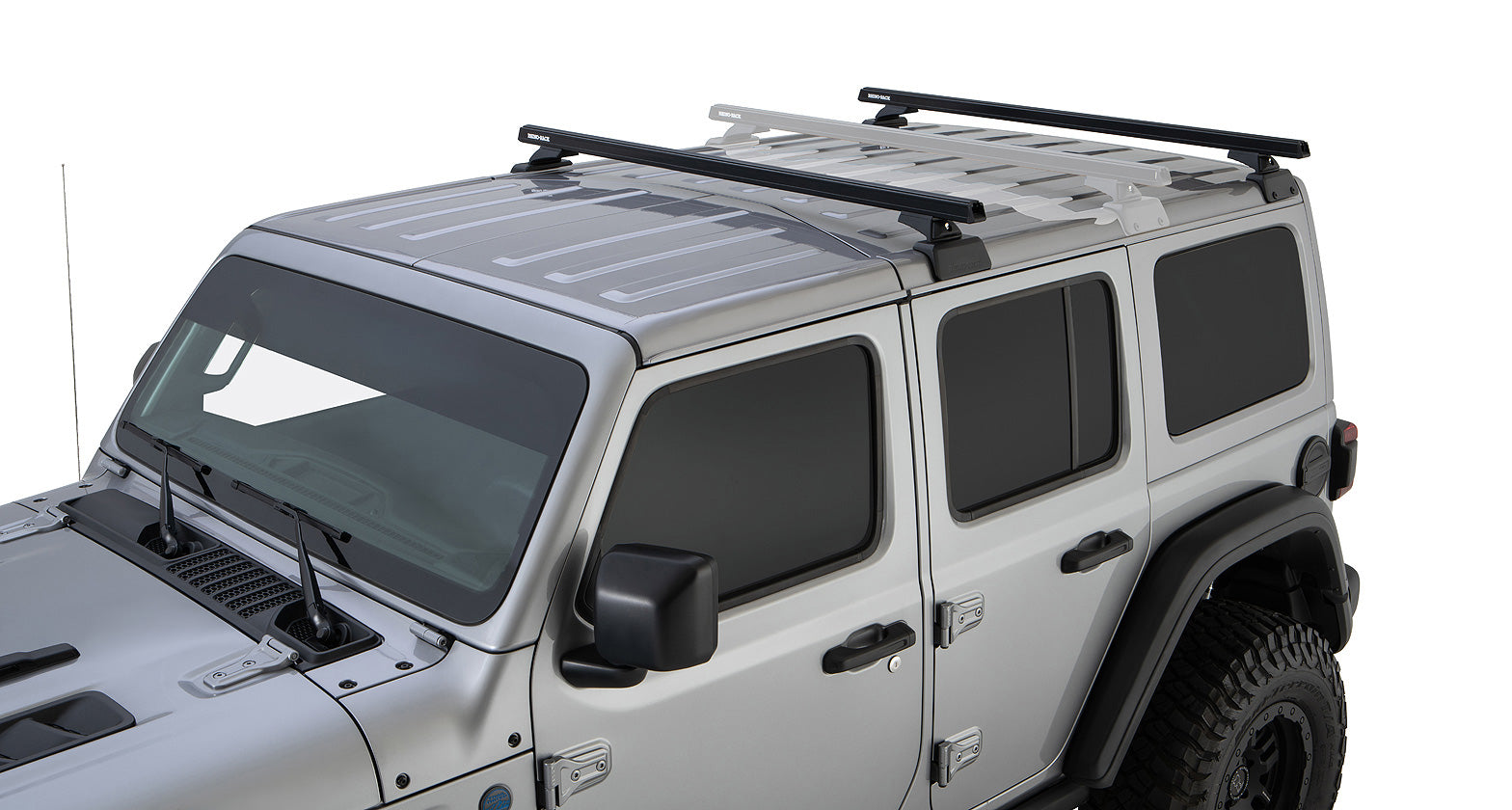 Jeep Wrangler JL 4-Door Rhino Rack Heavy Duty Black 2 Bar Roof Rack w/ Backbone and RCL Legs | JB0880