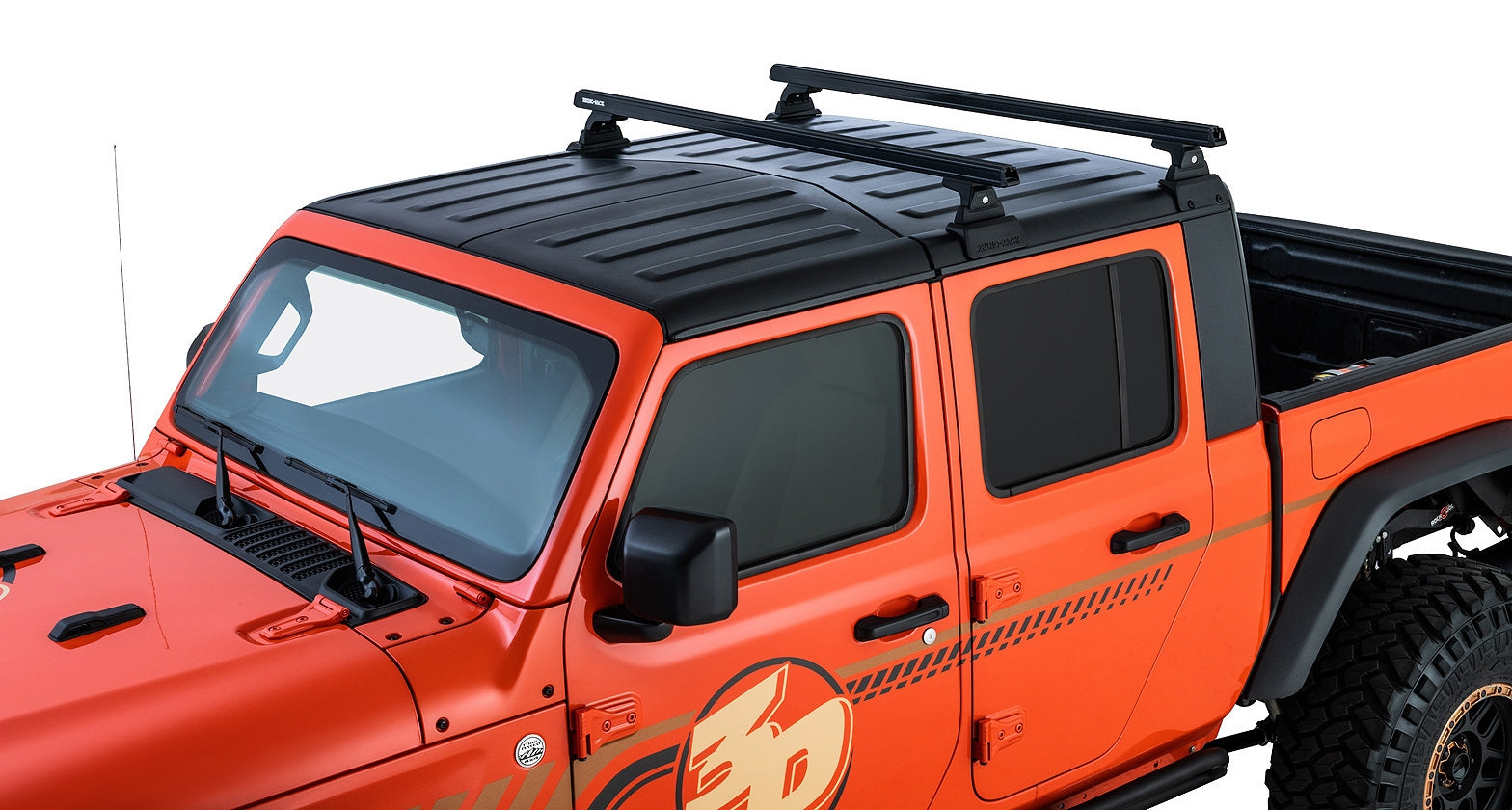 Jeep Gladiator JT Rhino Rack Heavy Duty Black 2 Bar Roof Rack w/ Backbone and RLT600 Legs | JC-00299