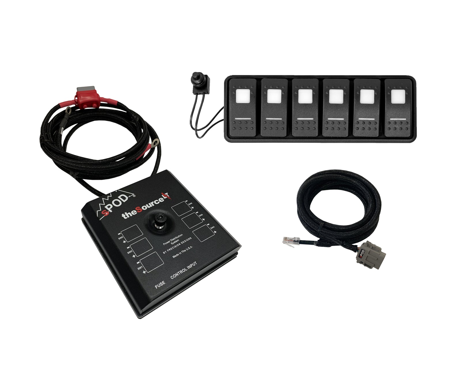 sPOD SourceLT Modular w/ LED Switch Panel and 36in Battery Cables - Red