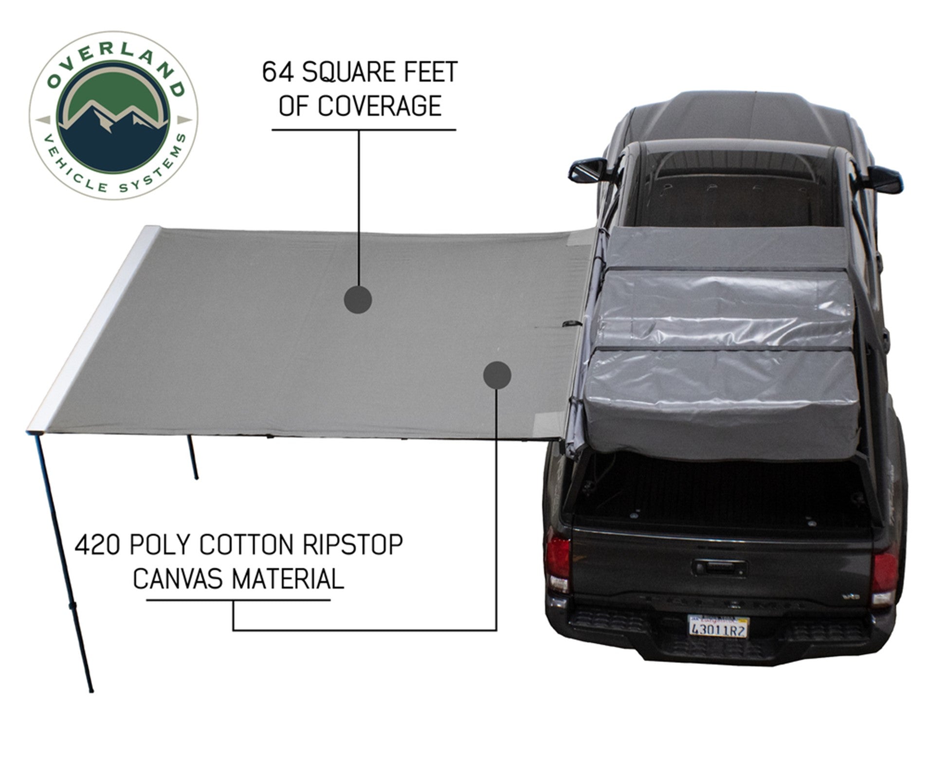 Overland Vehicle Systems Nomadic 2.0 Awning w/ Black Cover, 6.5ft