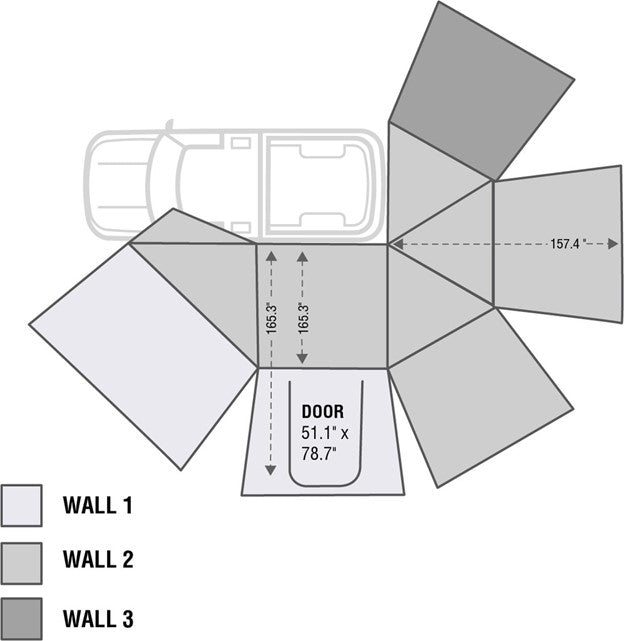 Overland Vehicle Systems Nomadic 270 Awning Side Wall, Wall 3 - Driver Side Mount