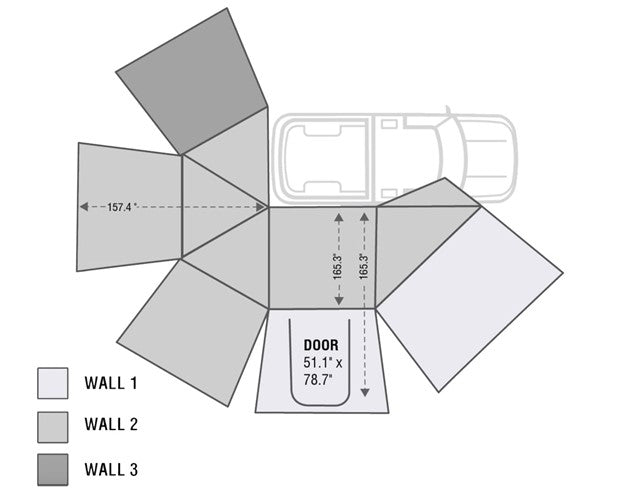 Overland Vehicle Systems Nomadic 270 Awning Side Wall , Wall 3 - Passenger Side Mount