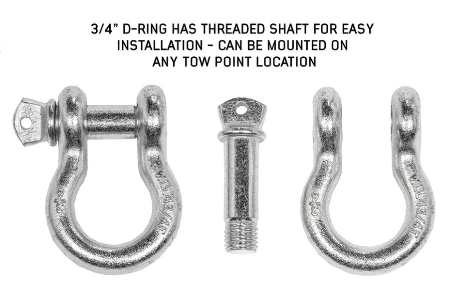 Overland Vehicle Systems Recovery Shackle D-Ring 3/4in 4.75 Ton Zinc - Pair