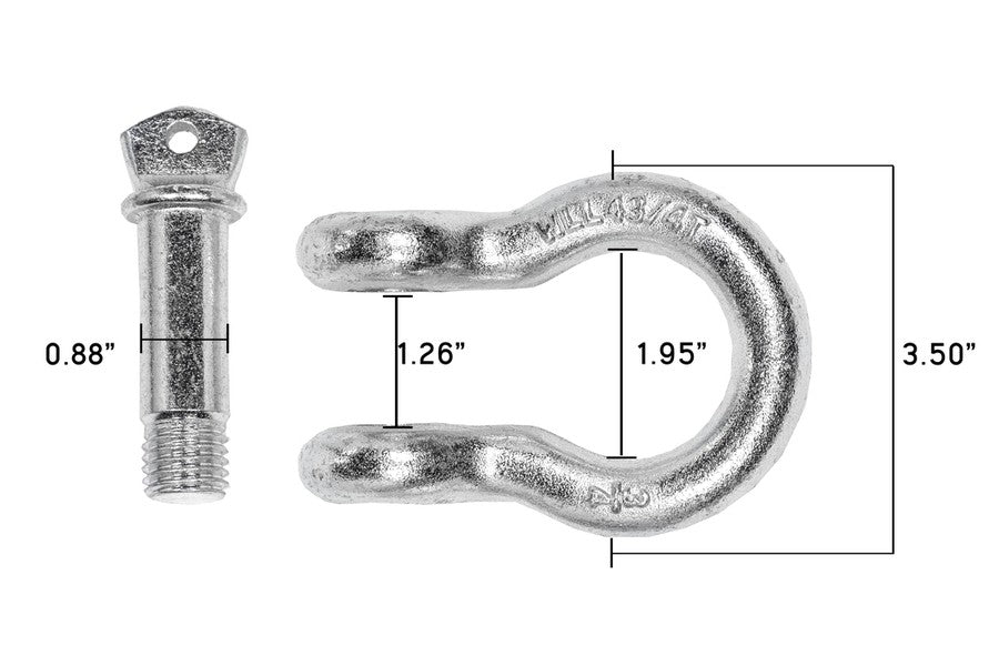 Overland Vehicle Systems Recovery Shackle D-Ring 3/4in 4.75 Ton Zinc - Pair