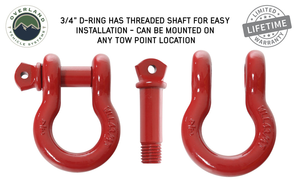 Overland Vehicle Systems 3/4in 4.75 Ton Recovery Shackle - Red