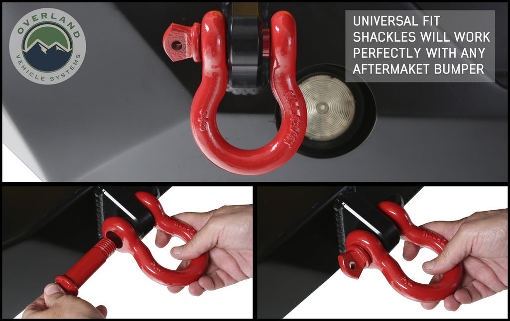 Overland Vehicle Systems 3/4in 4.75 Ton Recovery Shackle - Red