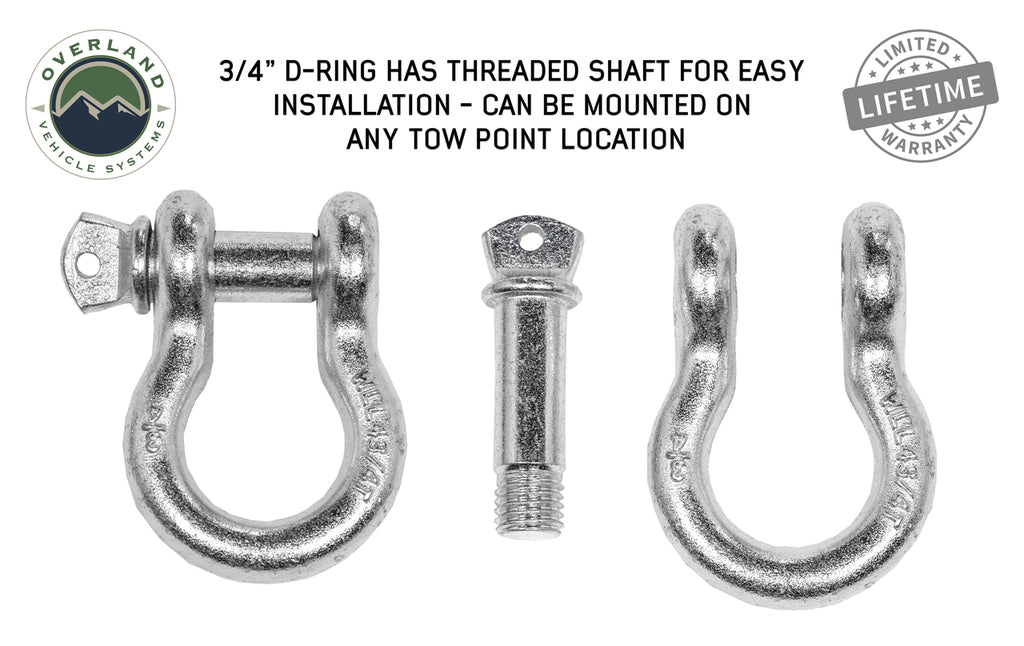 Overland Vehicle Systems 3/4in 4.75 Ton Zinc Recovery Shackle