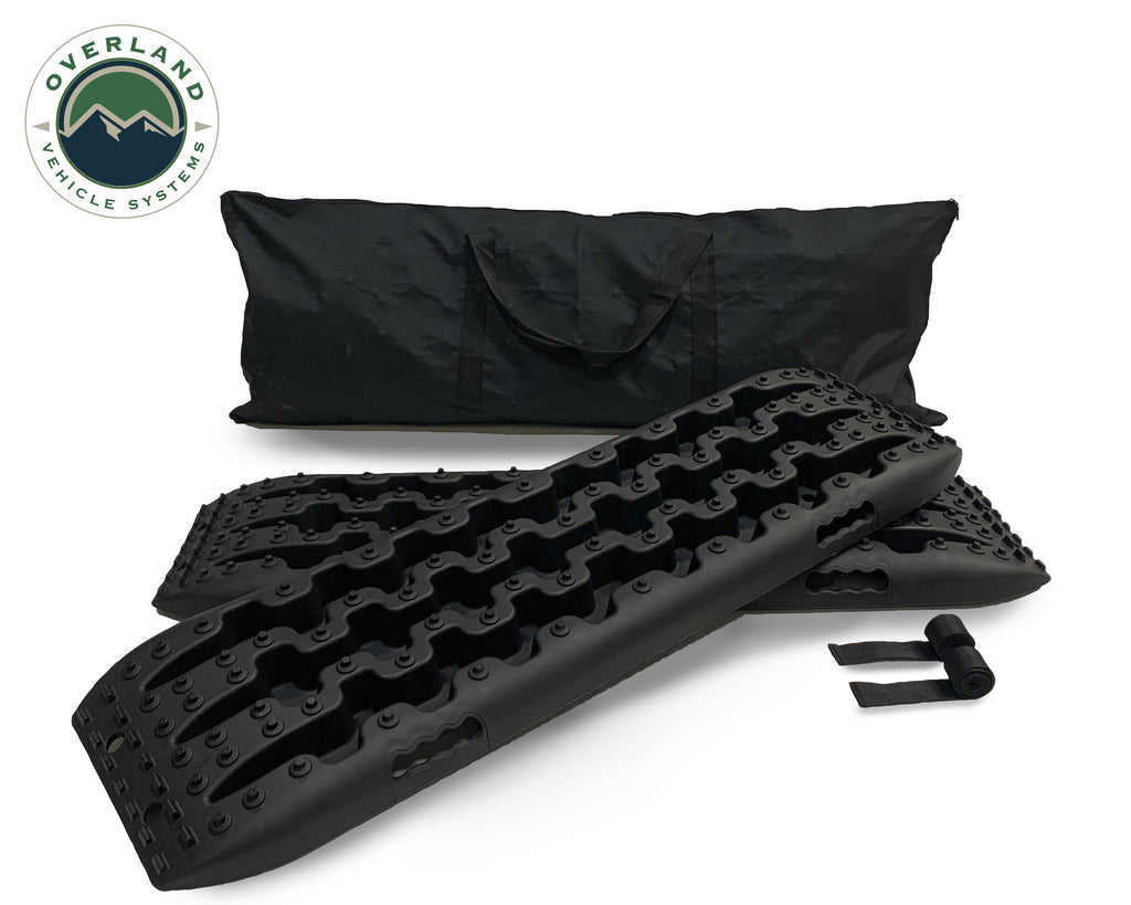 Overland Vehicle Systems Recovery Ramp w/ Pull Strap and Storage Bag - Gray/Black