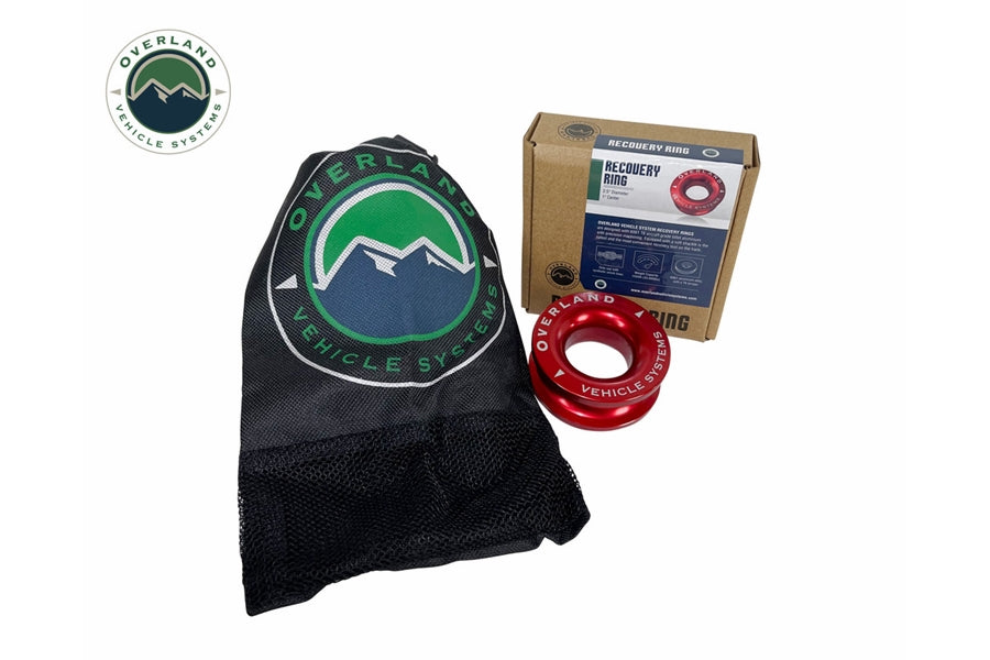 Overland Vehicle Systems Recovery Ring 2.5in -  10000 lb. Red w/ Storage Bag