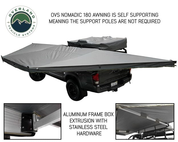 Overland Vehicle Systems Nomadic Awning 180 - Dark Gray Cover w/ Black Cover