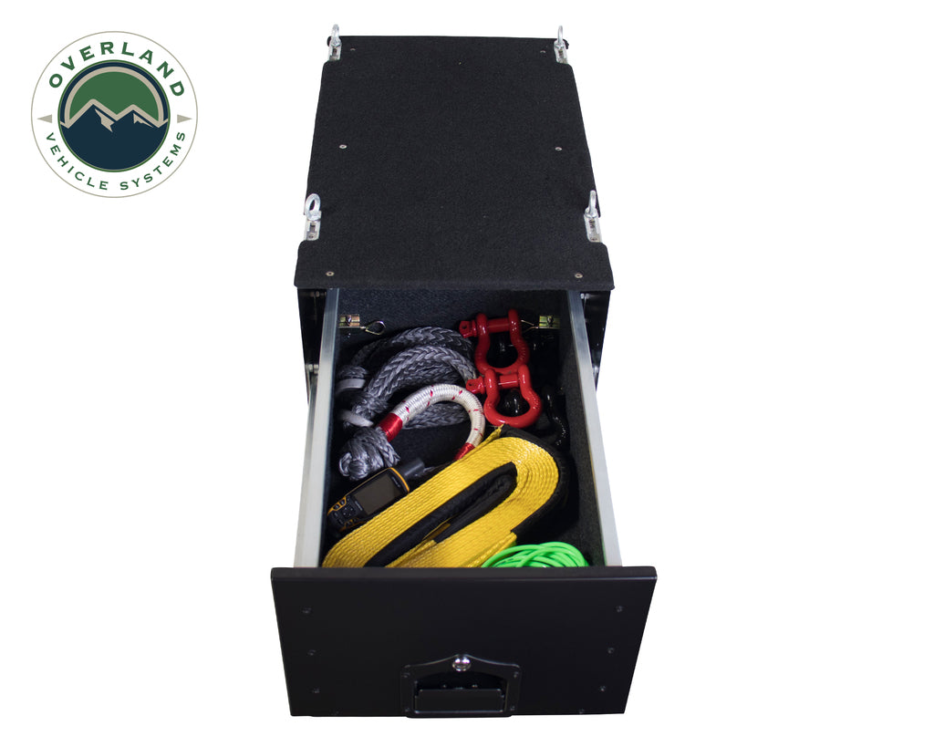 Overland Vehicle Systems Cargo Box w/ Slide Out Drawer - Black Powdercoat