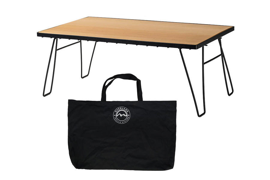Overland Vehicle Systems Kick It Collapsible Wood Base w/Storage Bag Camp Table